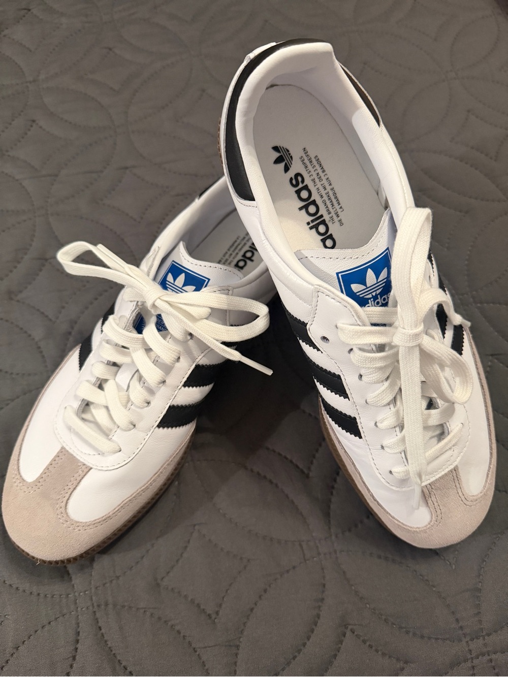 Adidas White, Black and Beige Retro Samba Classic Leather Trainers - Womens 9.5